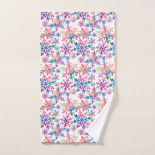 Watercolor Snowflakes Pattern Bad Handdoek (Handdoek)