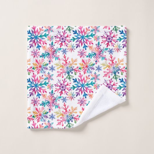Watercolor Snowflakes Pattern Bad Handdoek (Wasdoekje)