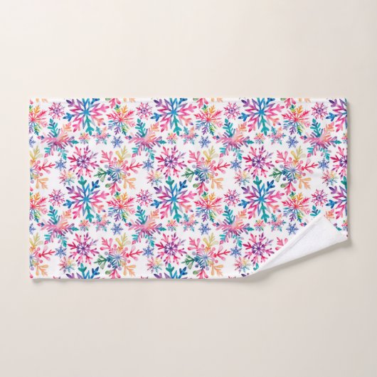 Watercolor Snowflakes Pattern Bad Handdoek (Handdoek)