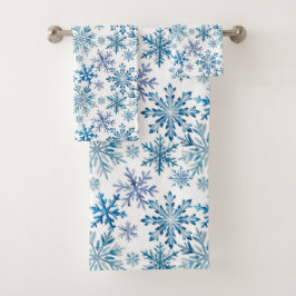 Watercolor Snowflakes Pattern Bad Handdoek