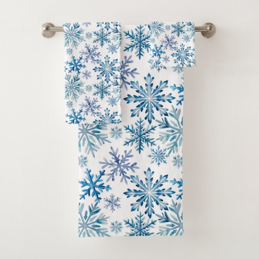 Watercolor Snowflakes Pattern Bad Handdoek (Insitu)
