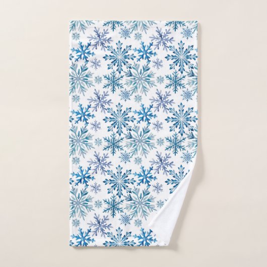 Watercolor Snowflakes Pattern Bad Handdoek (Handdoek)