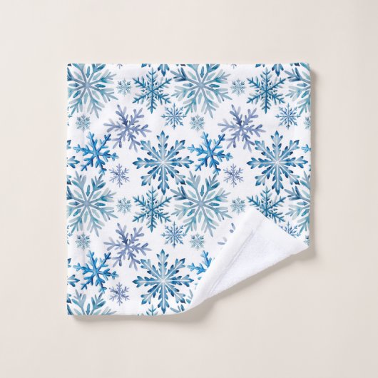 Watercolor Snowflakes Pattern Bad Handdoek (Wasdoekje)