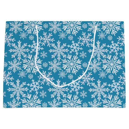 Watercolor Snowflakes Pattern Groot Cadeauzakje (Voorkant)