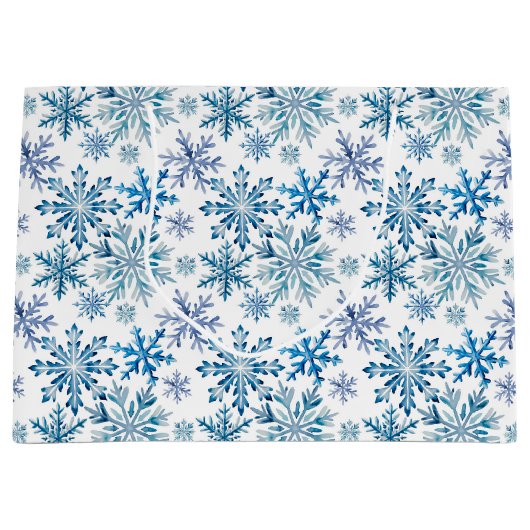 Watercolor Snowflakes Pattern Groot Cadeauzakje (Voorkant)