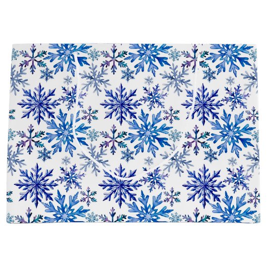 Watercolor Snowflakes Pattern Groot Cadeauzakje (Voorkant)