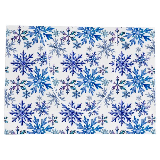 Watercolor Snowflakes Pattern Groot Cadeauzakje (Achterkant)