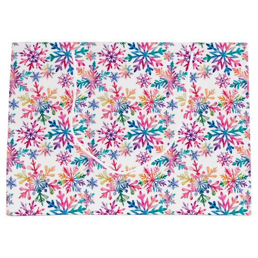 Watercolor Snowflakes Pattern Groot Cadeauzakje (Voorkant)