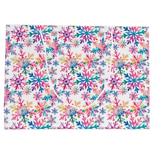 Watercolor Snowflakes Pattern Groot Cadeauzakje (Achterkant)