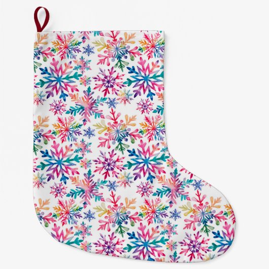Watercolor Snowflakes Pattern Grote Kerstsok (Voorkant)