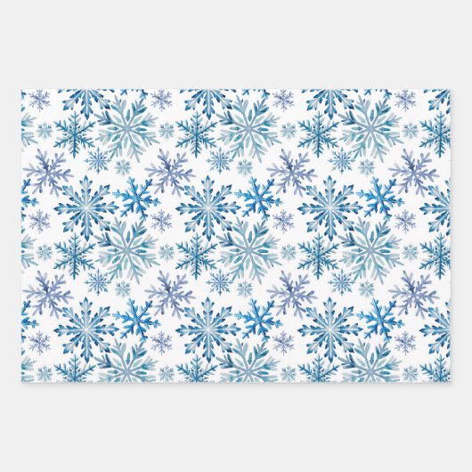 Watercolor Snowflakes Pattern Inpakpapier Vel (Voorkant 2)