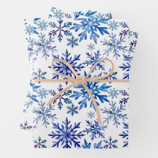 Watercolor Snowflakes Pattern Inpakpapier Vel (In situ)