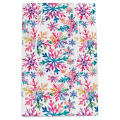 Watercolor Snowflakes Pattern Medium Cadeauzakje (Voorkant)