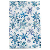 Watercolor Snowflakes Pattern Medium Cadeauzakje (Voorkant)