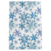 Watercolor Snowflakes Pattern Medium Cadeauzakje (Achterkant)