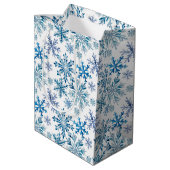 Watercolor Snowflakes Pattern Medium Cadeauzakje (Achterkant Gekanteld)