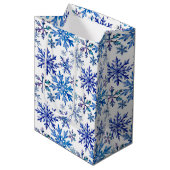 Watercolor Snowflakes Pattern Medium Cadeauzakje (Voorkant Gekanteld)