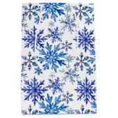 Watercolor Snowflakes Pattern Medium Cadeauzakje (Voorkant)