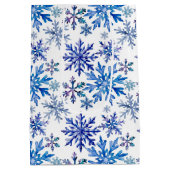 Watercolor Snowflakes Pattern Medium Cadeauzakje (Achterkant)