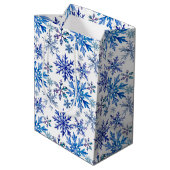 Watercolor Snowflakes Pattern Medium Cadeauzakje (Achterkant Gekanteld)
