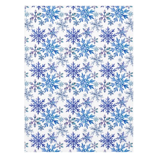Watercolor Snowflakes Pattern Tafelkleed (Voorkant)