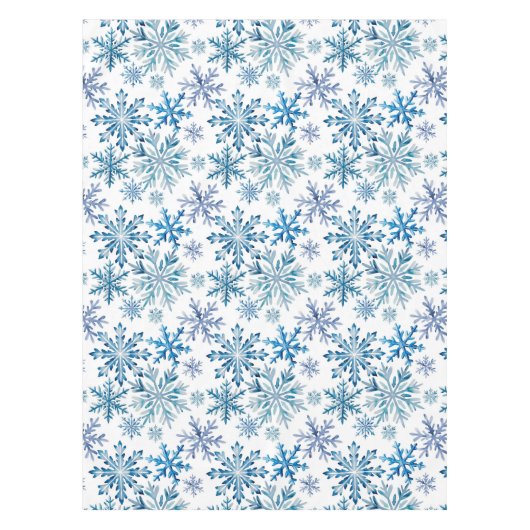 Watercolor Snowflakes Pattern Tafelkleed (Voorkant)