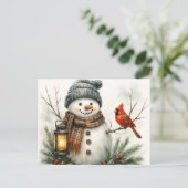 Watercolor Snowman Christmas Card – Lantern & Card Briefkaart (Staand voorkant)