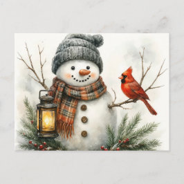 Watercolor Snowman Christmas Card – Lantern & Card Briefkaart