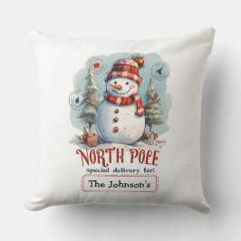 Watercolor Snowman Throw Pillow Kussen