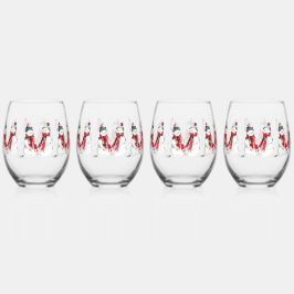 Watercolor Snowman  Wijnglas Zonder Voet