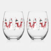 Watercolor Snowman  Wijnglas Zonder Voet (Rechts)