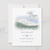 Watercolor, Snowy Mountain, Winter Wedding Kaart (Voorkant)