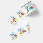 Watercolor snowy township grosgrain lint (Achterkant)