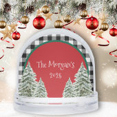 Watercolor Snowy Trees With Black Plaid Sneeuwbol