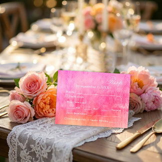 Watercolor Soft Pink and Orange Wedding Rsvp  Kaartje