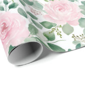 Watercolor Soft Pink Roses Floral Cadeaupapier (Rol Hoek)