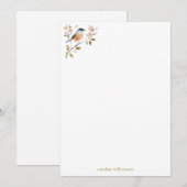 Watercolor Songbird Bird Personalized Stationery Notitiekaartje (Voorkant / Achterkant)