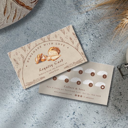 Watercolor Sourdough Bakery Loyalty Card Visitekaartje