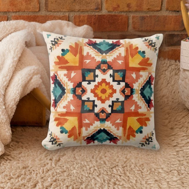 Watercolor Southwestern Boho Desert Kussen (watercolor southwestern throw pillow)