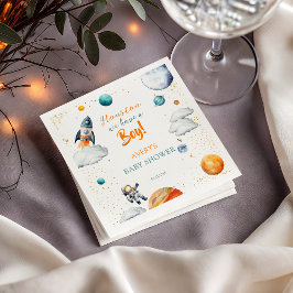 Watercolor Space Baby Shower Napkins Rocket Planet Servet