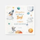 Watercolor Space Baby Shower Napkins Rocket Planet Servet (Voorkant)