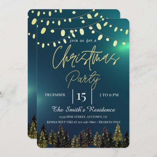 Watercolor Sparbomen Winter,Lampen Kaart (Voorkant / Achterkant)