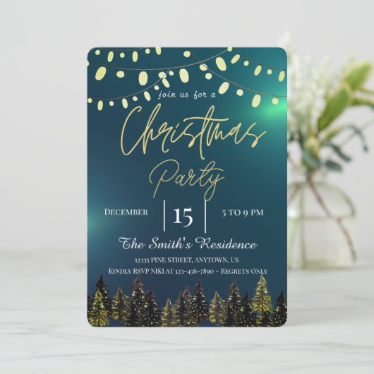 Watercolor Sparbomen Winter,Lampen Kaart (Staand voorkant)