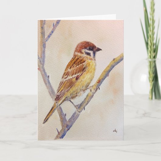 Watercolor Sparrow Greeting Card Kaart (Voorkant)