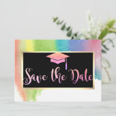 WatercoloR Spetter Glitter Afstudeerdata Save The Date (Staand voorkant)