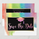 WatercoloR Spetter Glitter Afstudeerdata Save The Date (Voorkant / Achterkant)
