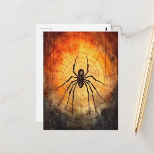 Watercolor Spider  Briefkaart (Voorkant / Achterkant in situ)