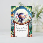 Watercolor Spion Ninja Verjaardag Bedankkaart (Staand voorkant)