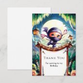 Watercolor Spion Ninja Verjaardag Bedankkaart (Voorkant / Achterkant)