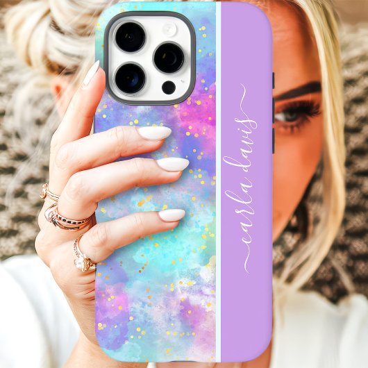 Watercolor Splash Aangepaste Naam Case-Mate iPhone Case